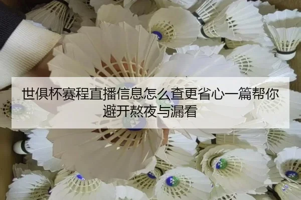世俱杯赛程直播信息怎么查更省心一篇帮你避开熬夜与漏看